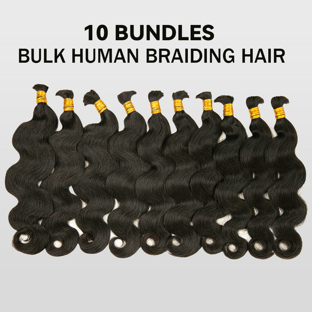 Bundle Deal | 10-Bundle Body Wave Bulk Human Braiding Hair Natural Color