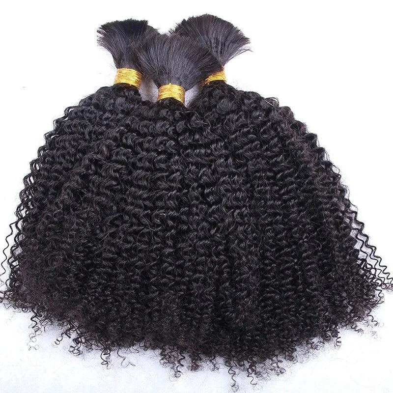 Wholesale Single Drawn Afro Kinky Curly Bulk Human Hair For Braiding