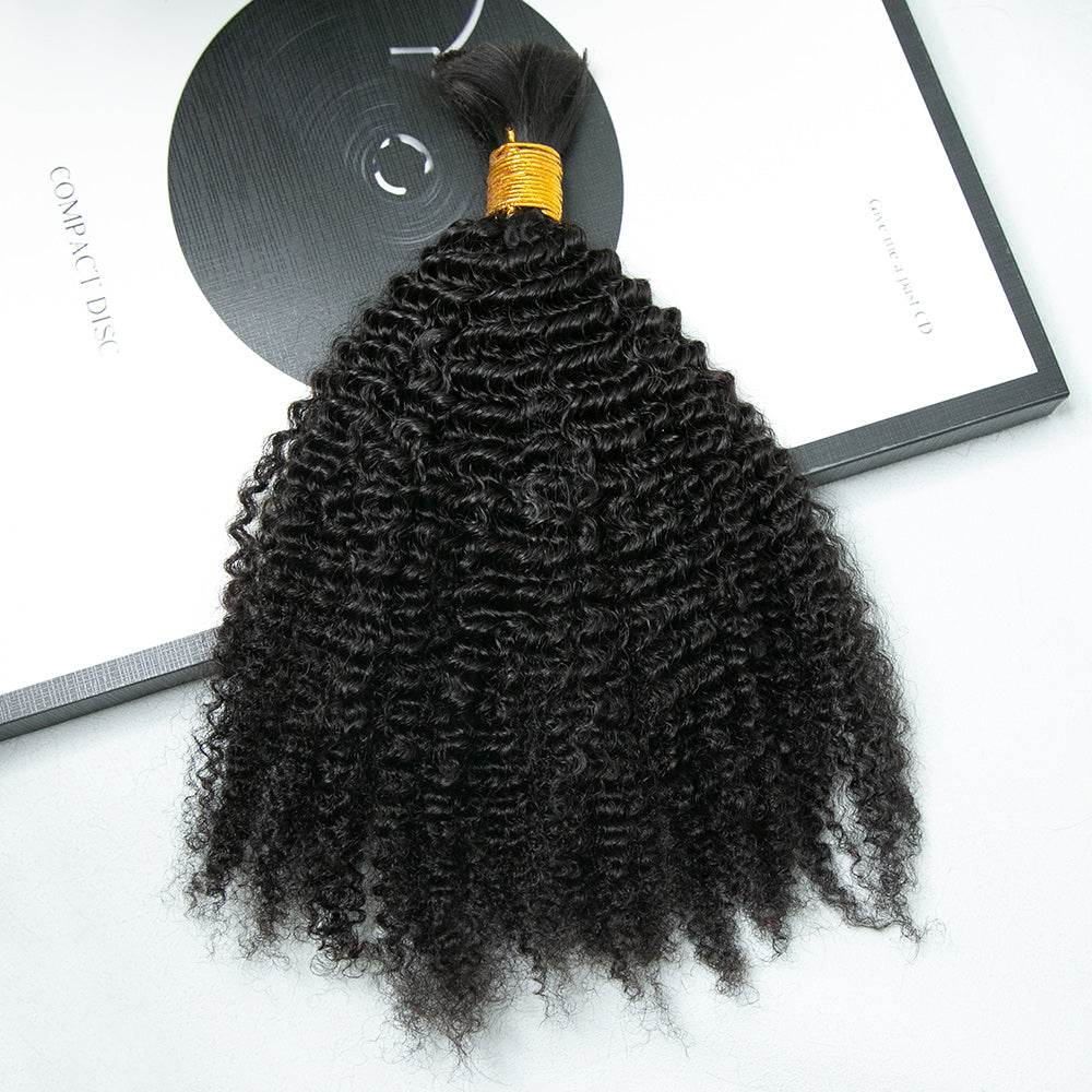 Wholesale Single Drawn Afro Kinky Curly Bulk Human Hair For Braiding
