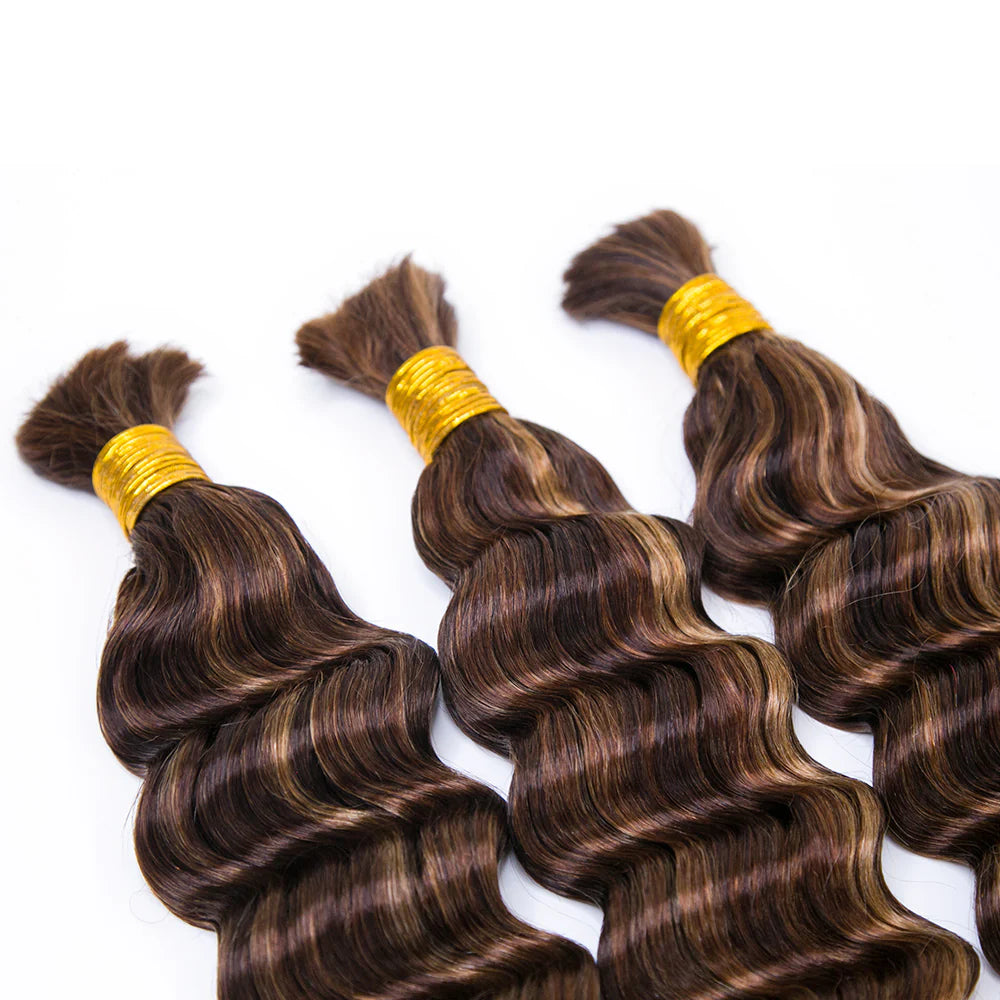 Wholesale Blend #4/27/30 Loose Deep Wave Bulk Human Braiding Hair