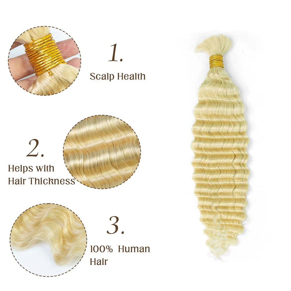 Wholesale Color 613 Deep Wave Bulk Human Braiding Hair