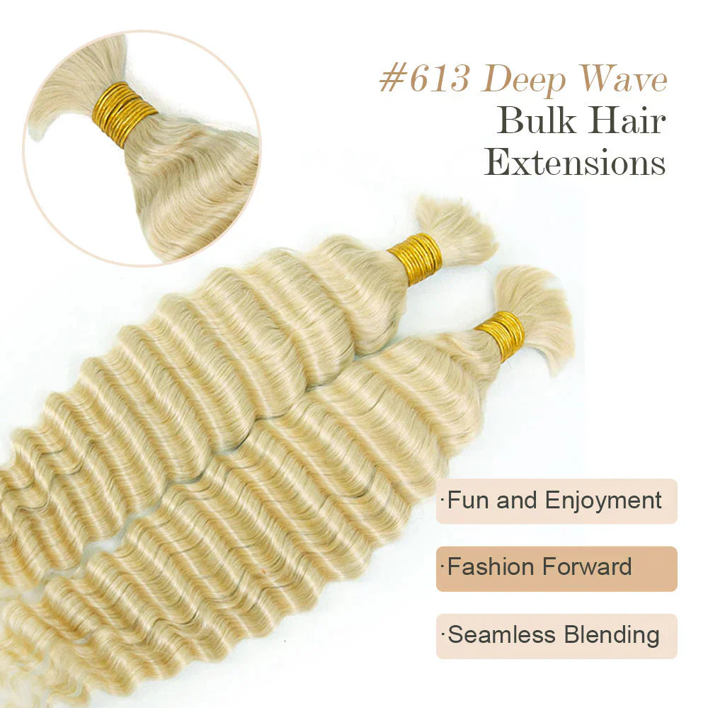 Wholesale Color 613 Deep Wave Bulk Human Braiding Hair