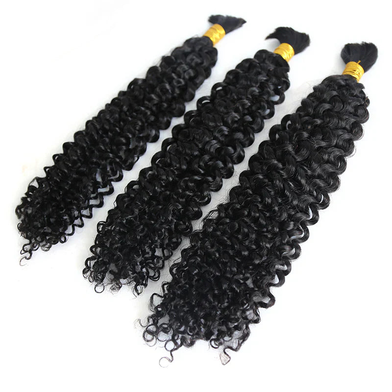 Wholesale Single Drawn Deep Curly Bulk Human Hair For Braiding