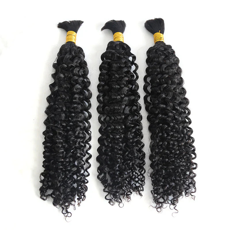 Wholesale Single Drawn Deep Curly Bulk Human Hair For Braiding