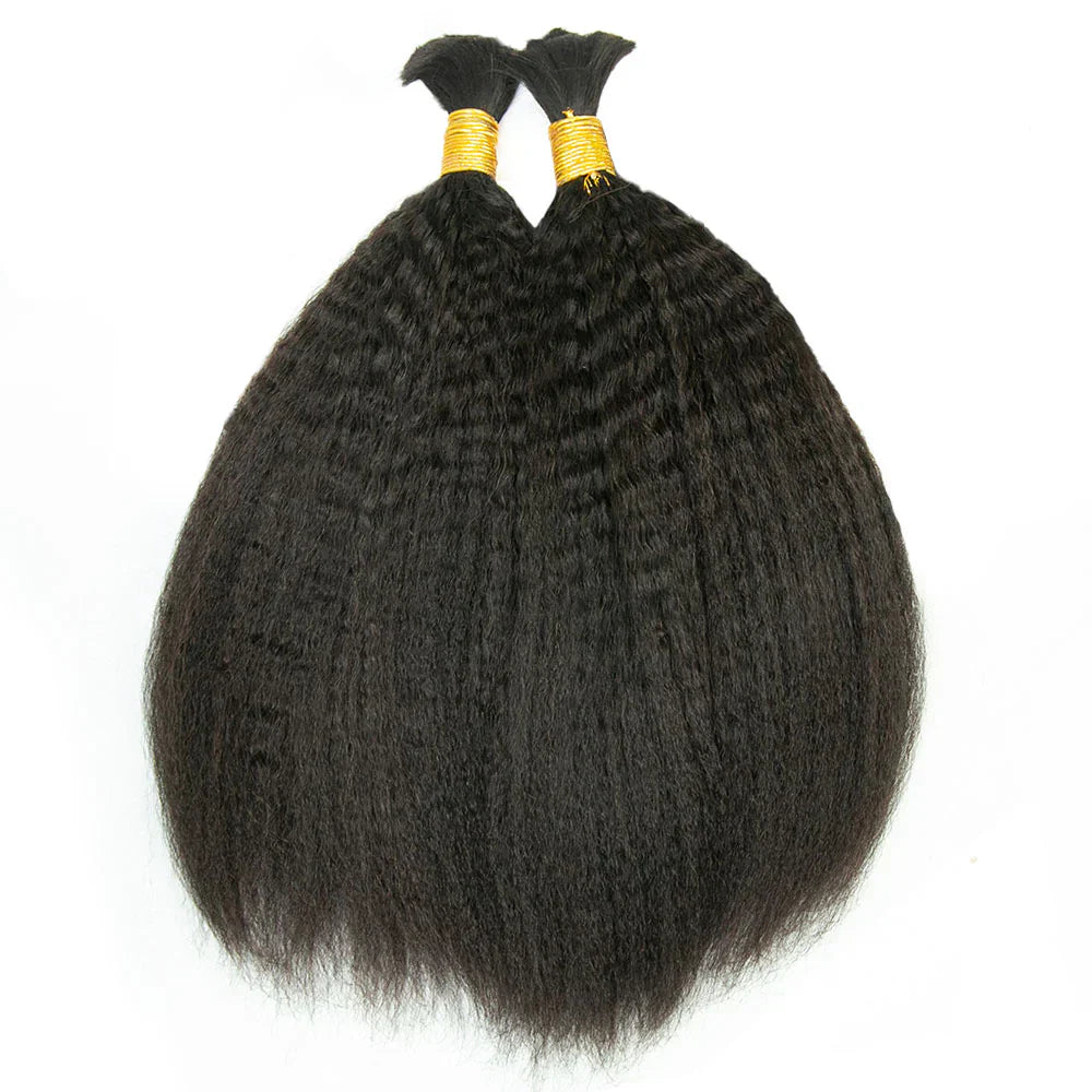 Wholesale Single Drawn Kinky Straight Bulk Human Hair For Braiding