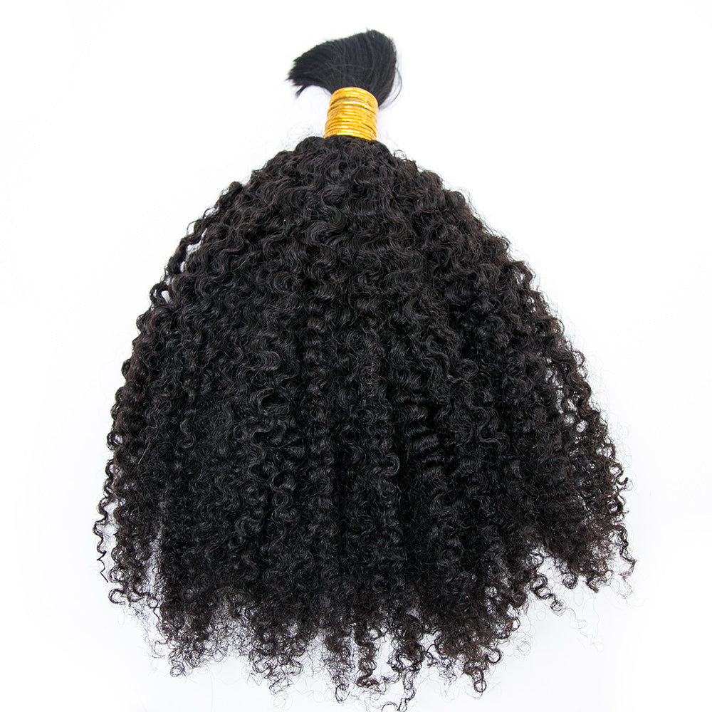 Wholesale Single Drawn Tight Curly Bulk Human Hair For Braiding