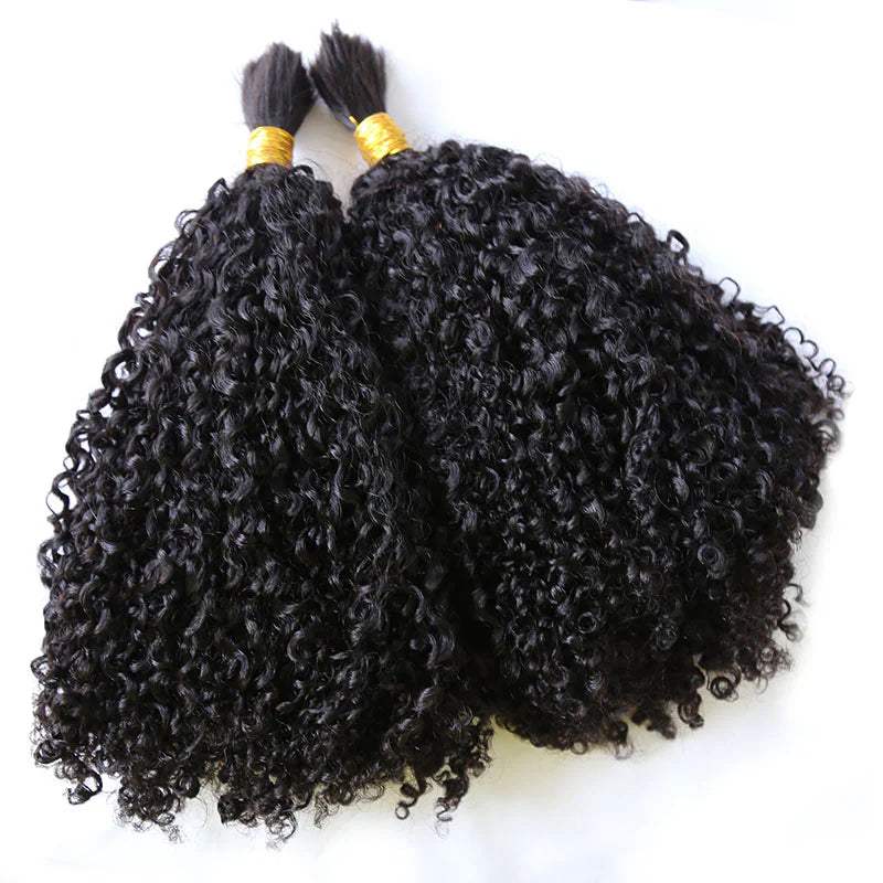 Wholesale Single Drawn Tight Curly Bulk Human Hair For Braiding
