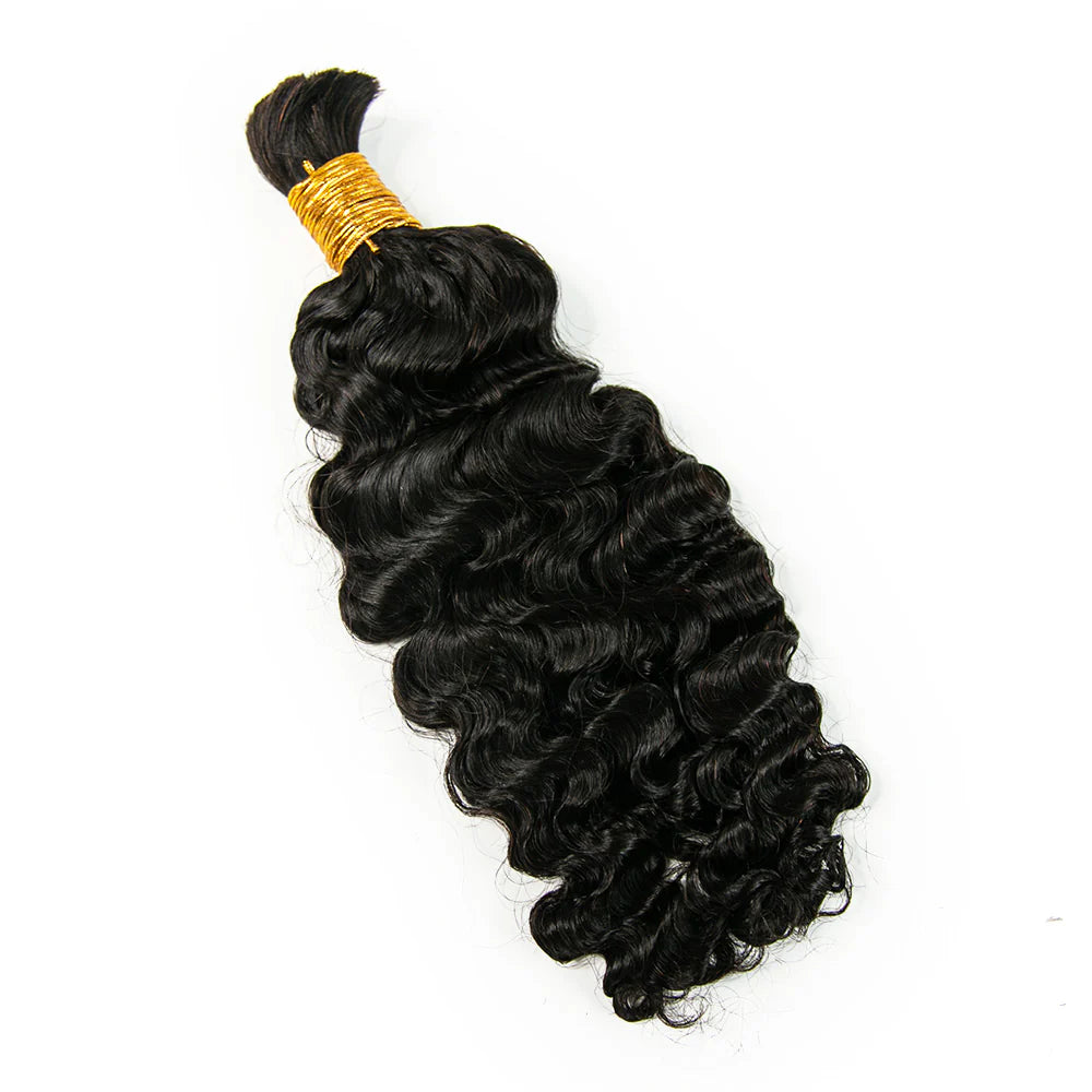 Wholesale Single Drawn Water Deep Wave Bulk Human Hair For Braiding