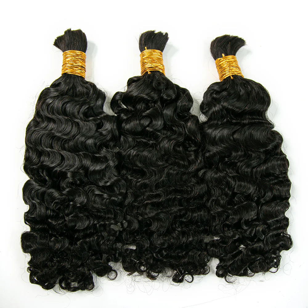 Wholesale Single Drawn Water Deep Wave Bulk Human Hair For Braiding