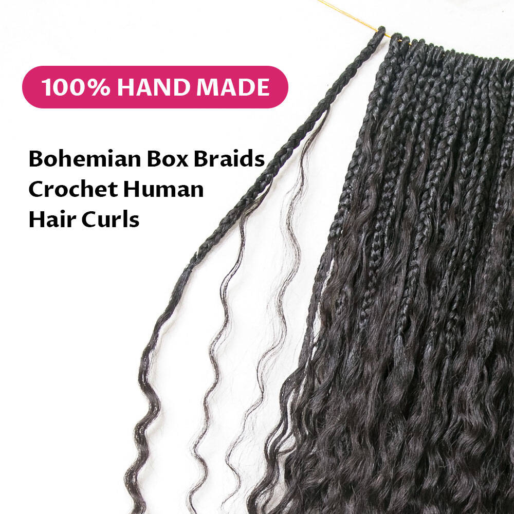 Wholesale Pre-Looped Crochet Boho Box Braids With Human Hair Curls
