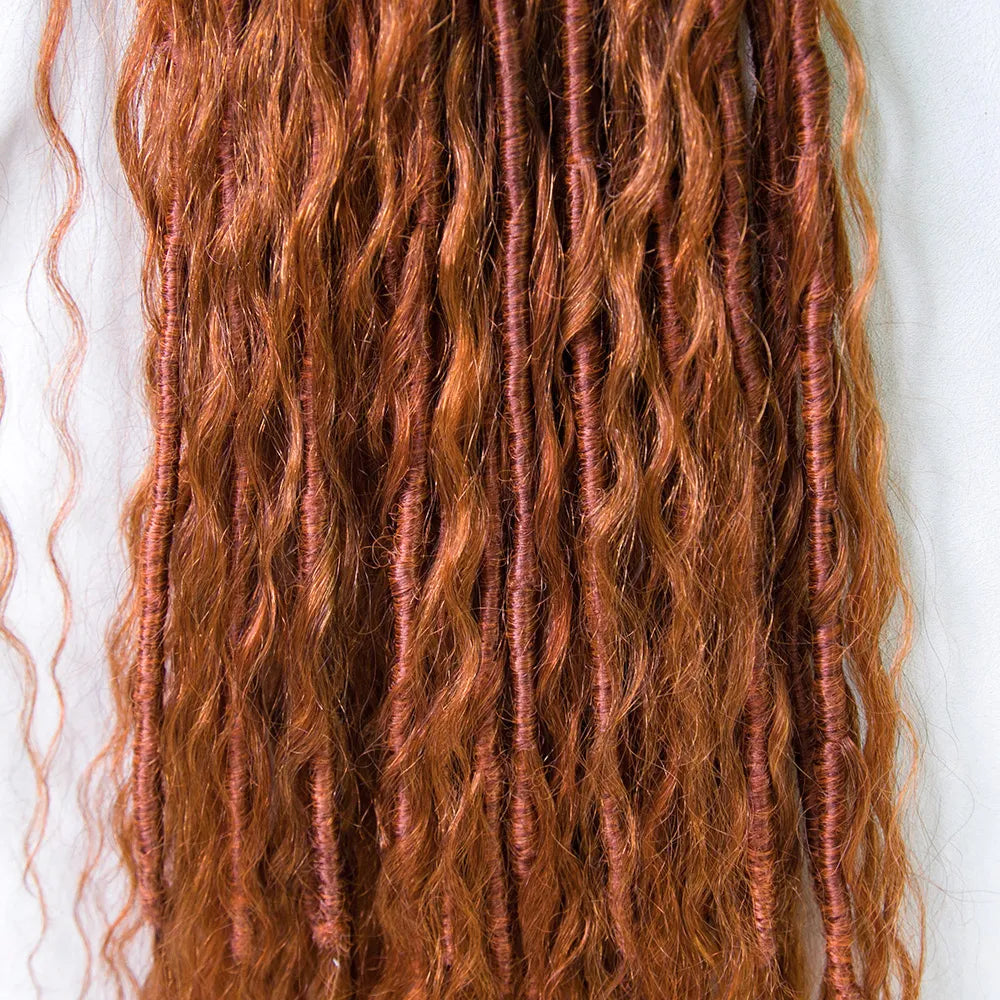 wholesale #350 Ginger Color Crochet Boho Locs 22-26 Deep Wave With Human Hair Curls
