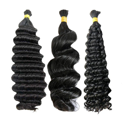 Bundle Deal | 10-Bundle Double Drawn Bulk Human Braiding Hair Natural Color