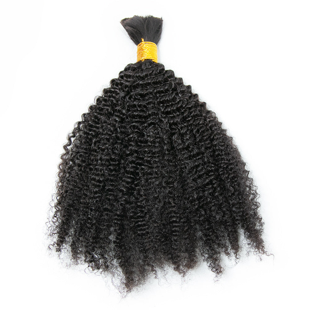 Wholesale Single Drawn Afro Kinky Curly Bulk Human Hair For Braiding