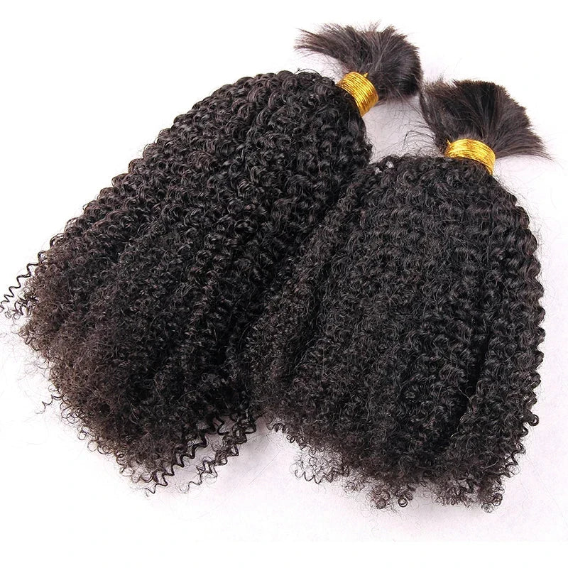 Wholesale Single Drawn Afro Kinky Curly Bulk Human Hair For Braiding