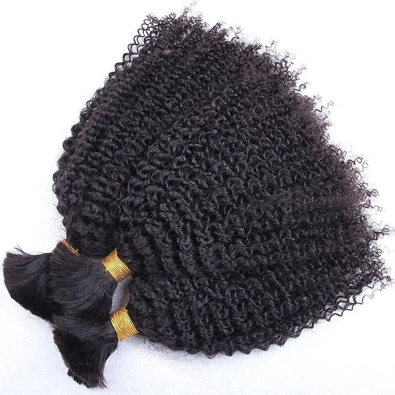 Wholesale Single Drawn Afro Kinky Curly Bulk Human Hair For Braiding