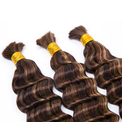 Wholesale Blend #4/27/30 Loose Deep Wave Bulk Human Braiding Hair