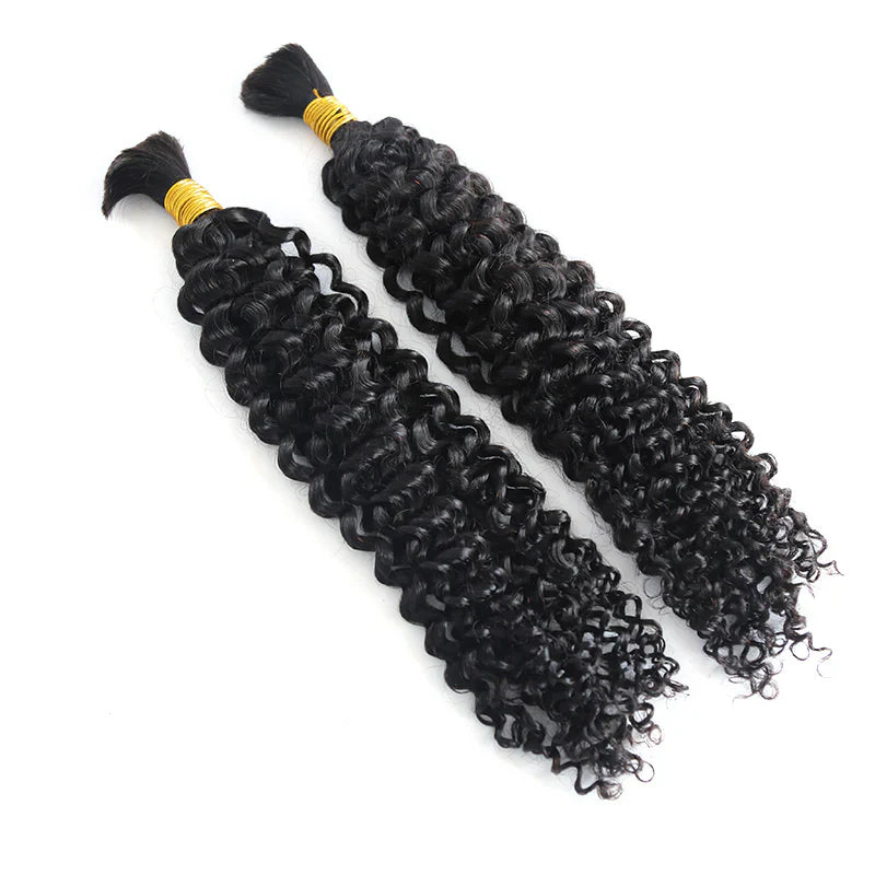 Wholesale Single Drawn Deep Curly Bulk Human Hair For Braiding