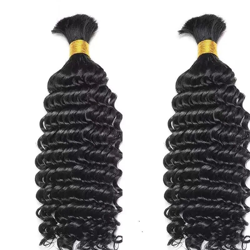 Wholesale Single Drawn Deep Wave Bulk Human Hair For Braiding