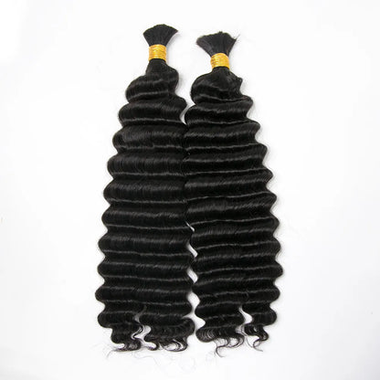 Wholesale Double Drawn Deep Wave Bulk Human Braiding Hair