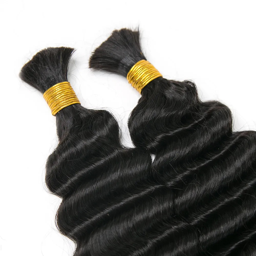 Wholesale Double Drawn Deep Wave Bulk Human Braiding Hair