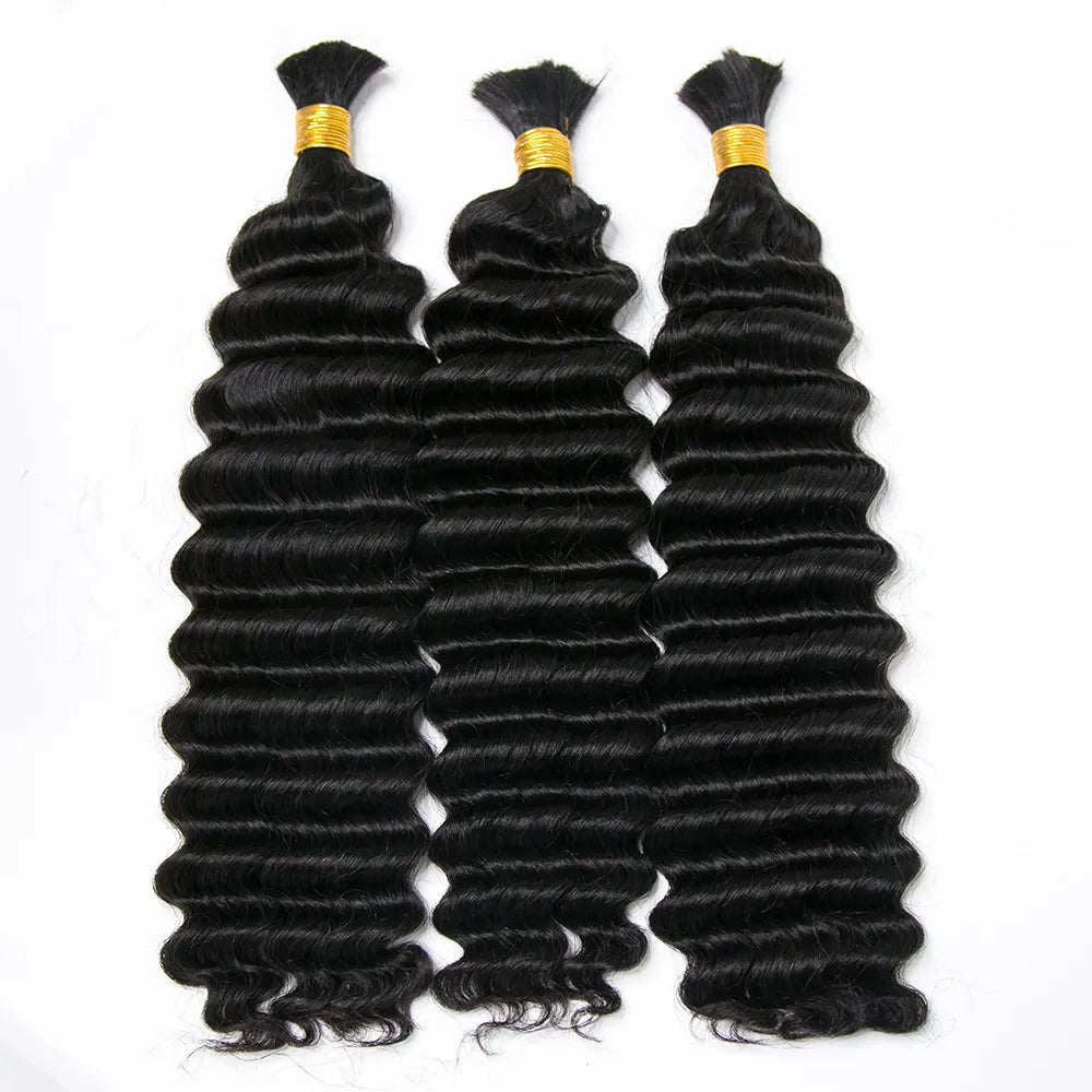 Wholesale Double Drawn Deep Wave Bulk Human Braiding Hair