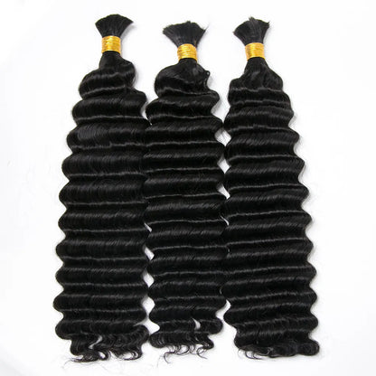 Wholesale Double Drawn Deep Wave Bulk Human Braiding Hair