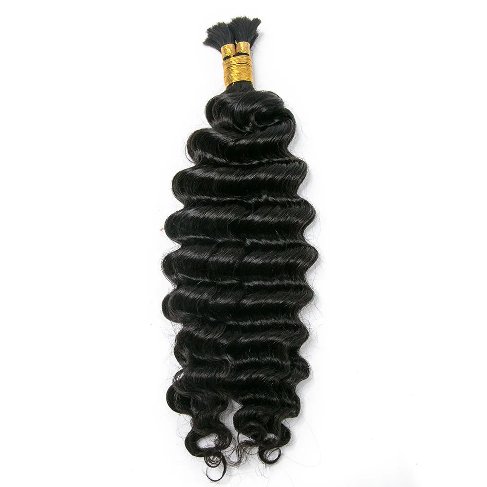 Wholesale Pre-Divided Deep Wave Double Drawn Human Hair For Boho Braids Natural Color