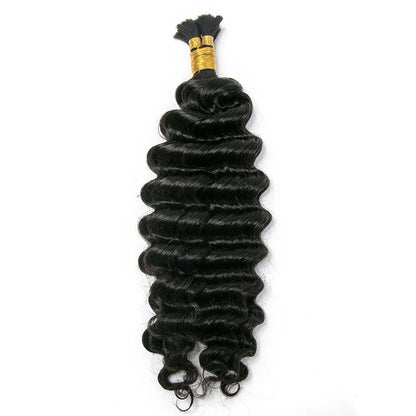 Wholesale Pre-Divided Deep Wave Double Drawn Human Hair For Boho Braids Natural Color