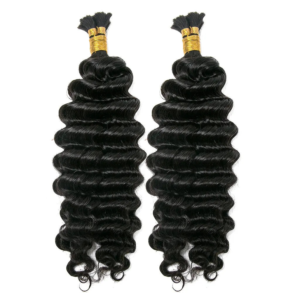Wholesale Pre-Divided Deep Wave Double Drawn Human Hair For Boho Braids Natural Color