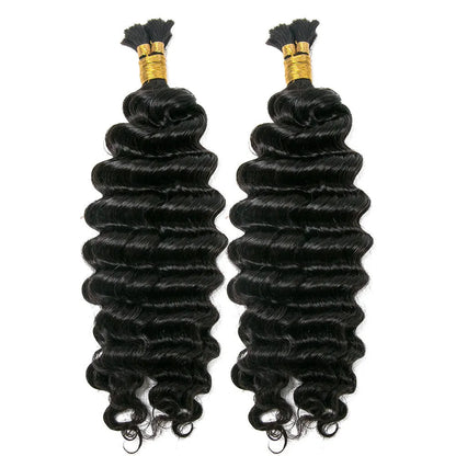 Wholesale Pre-Divided Deep Wave Double Drawn Human Hair For Boho Braids Natural Color