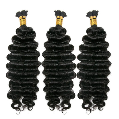 Wholesale Pre-Divided Deep Wave Double Drawn Human Hair For Boho Braids Natural Color