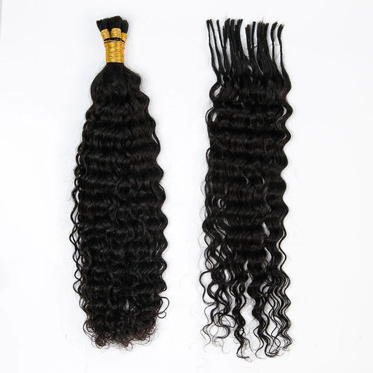 Wholesale Pre-Divided Water Wave Double Drawn Human Hair For Boho Braids Natural Color