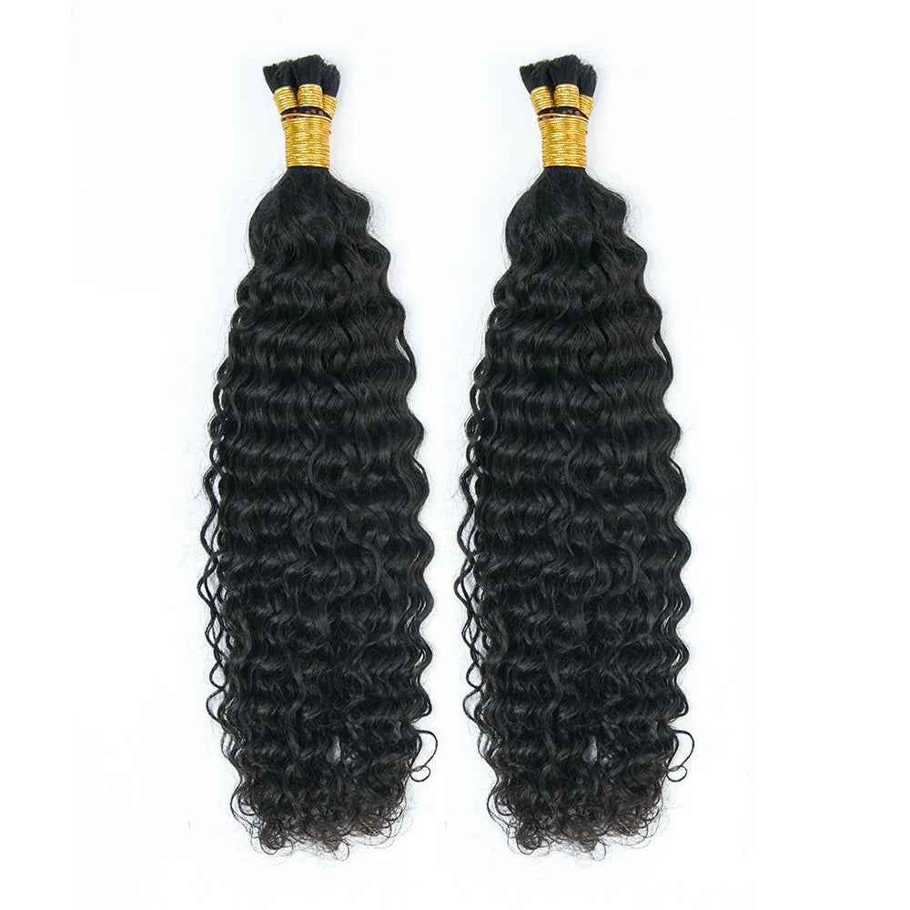 Wholesale Pre-Divided Water Wave Double Drawn Human Hair For Boho Braids Natural Color