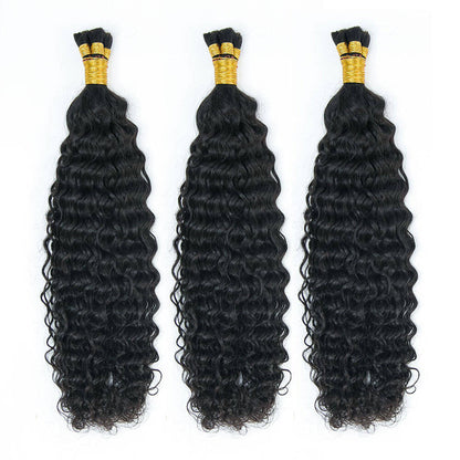 Wholesale Pre-Divided Water Wave Double Drawn Human Hair For Boho Braids Natural Color