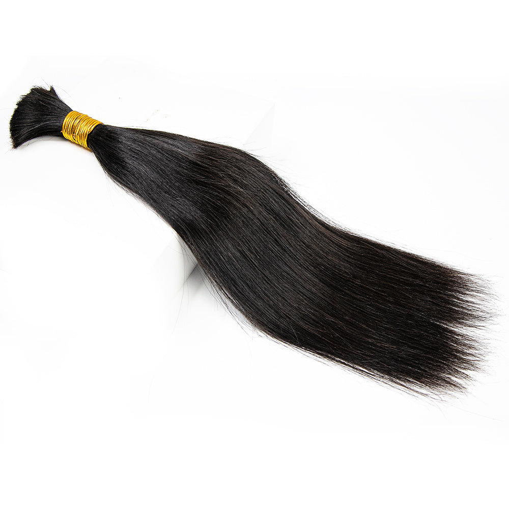 Wholesale Single Drawn Silk Straight Bulk Human Hair For Braiding