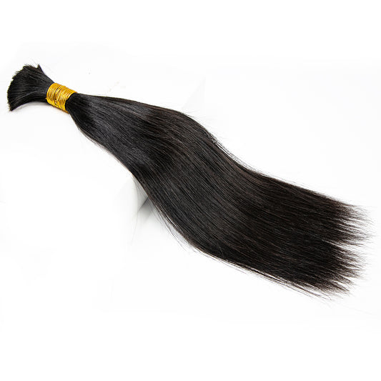 Wholesale Single Drawn Silk Straight Bulk Human Hair For Braiding