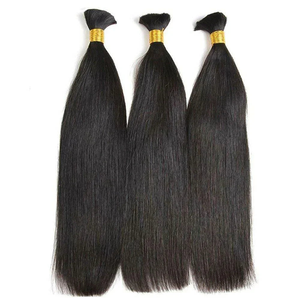Wholesale Single Drawn Silk Straight Bulk Human Hair For Braiding