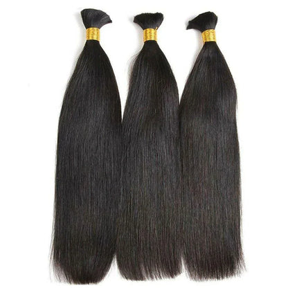 Wholesale Single Drawn Silk Straight Bulk Human Hair For Braiding