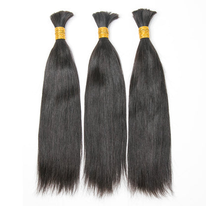Wholesale Single Drawn Silk Straight Bulk Human Hair For Braiding