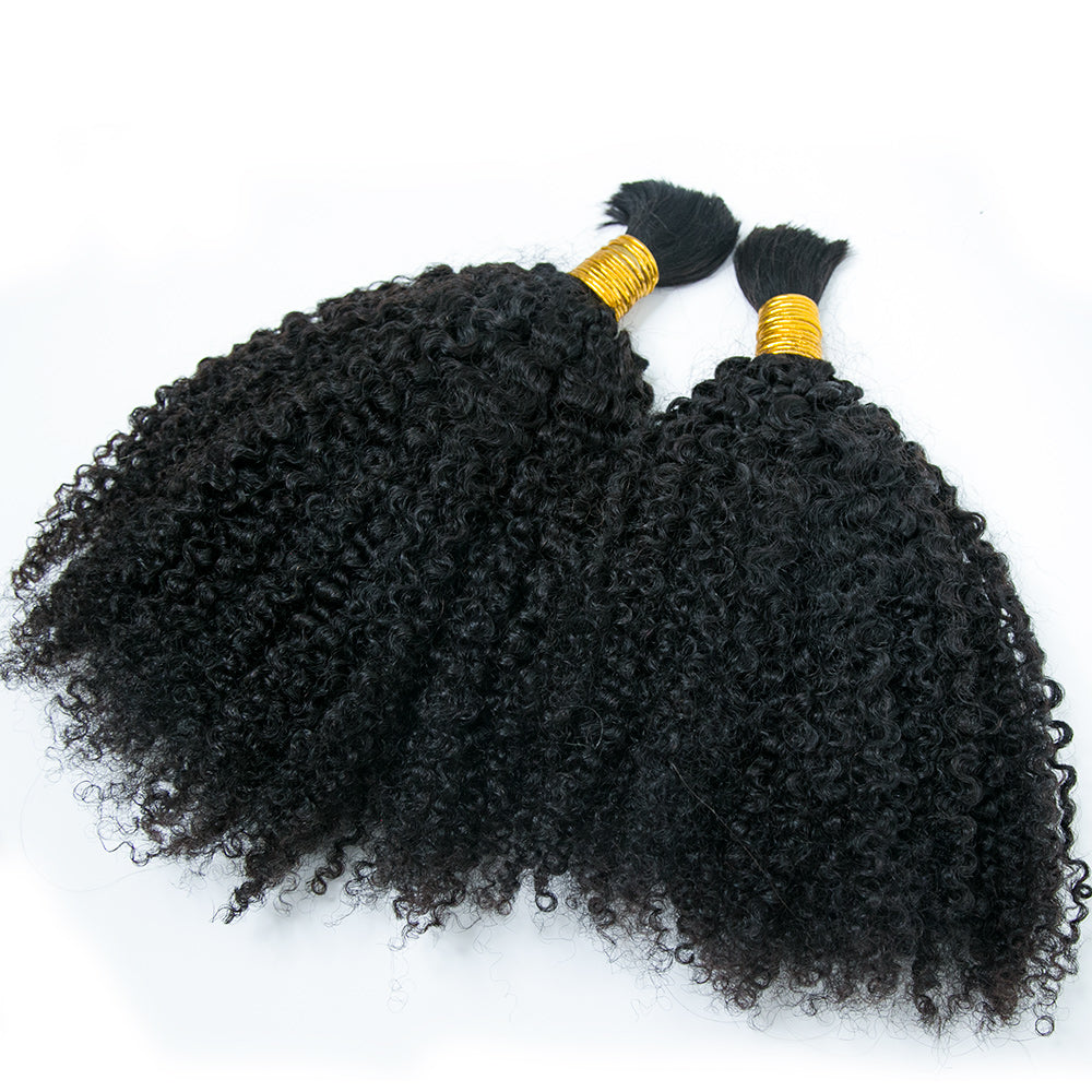 Wholesale Single Drawn Tight Curly Bulk Human Hair For Braiding