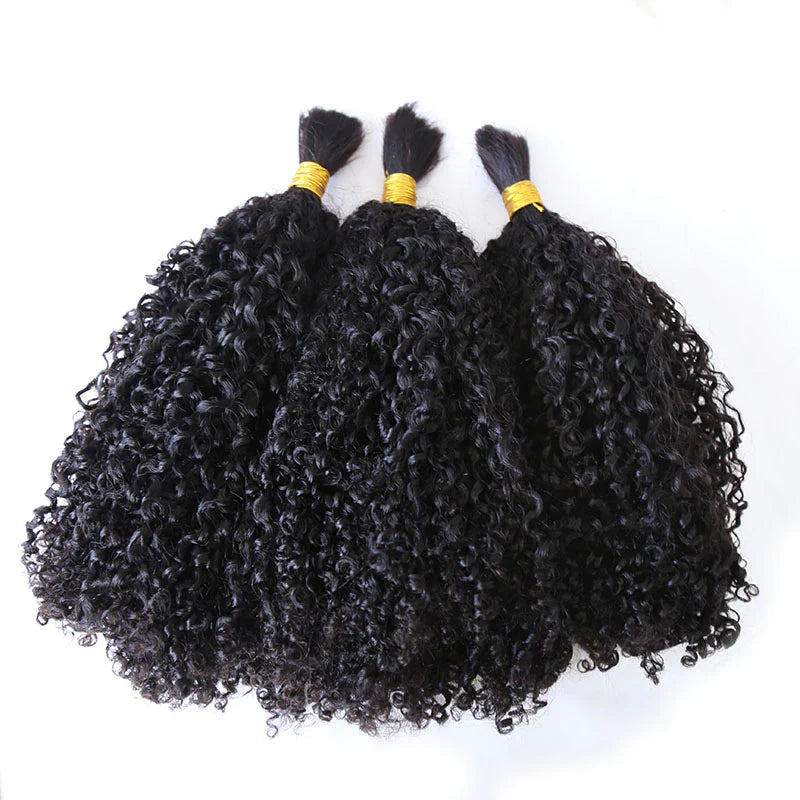 Wholesale Single Drawn Tight Curly Bulk Human Hair For Braiding