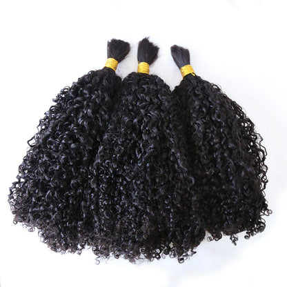 Wholesale Single Drawn Tight Curly Bulk Human Hair For Braiding