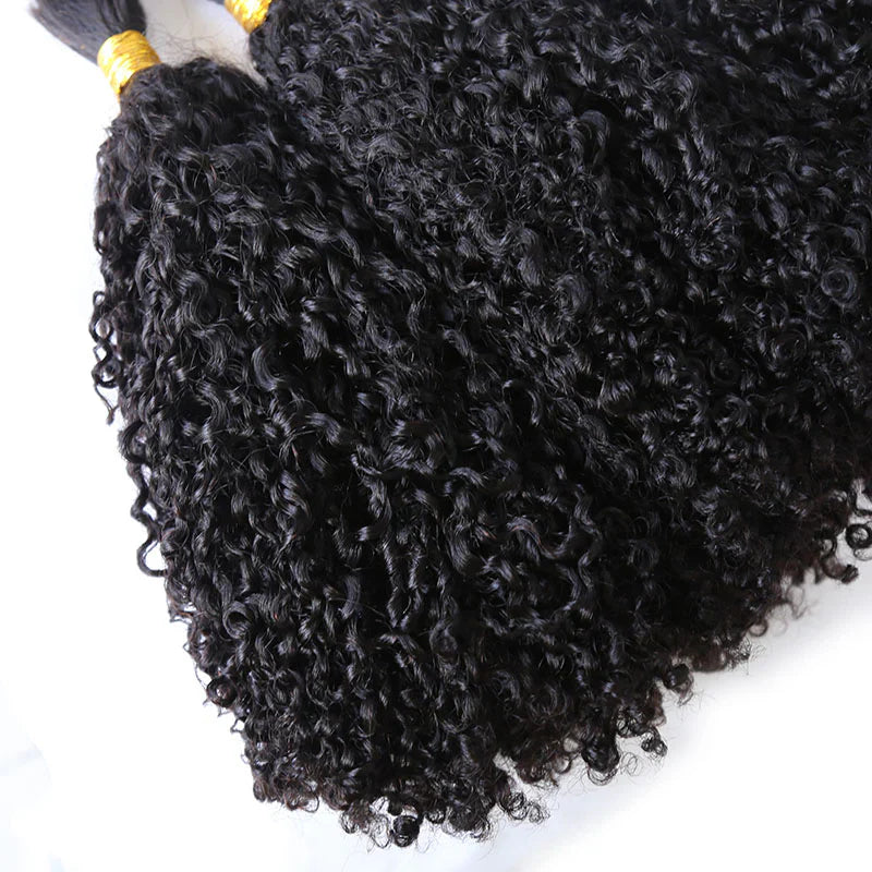 Wholesale Single Drawn Tight Curly Bulk Human Hair For Braiding