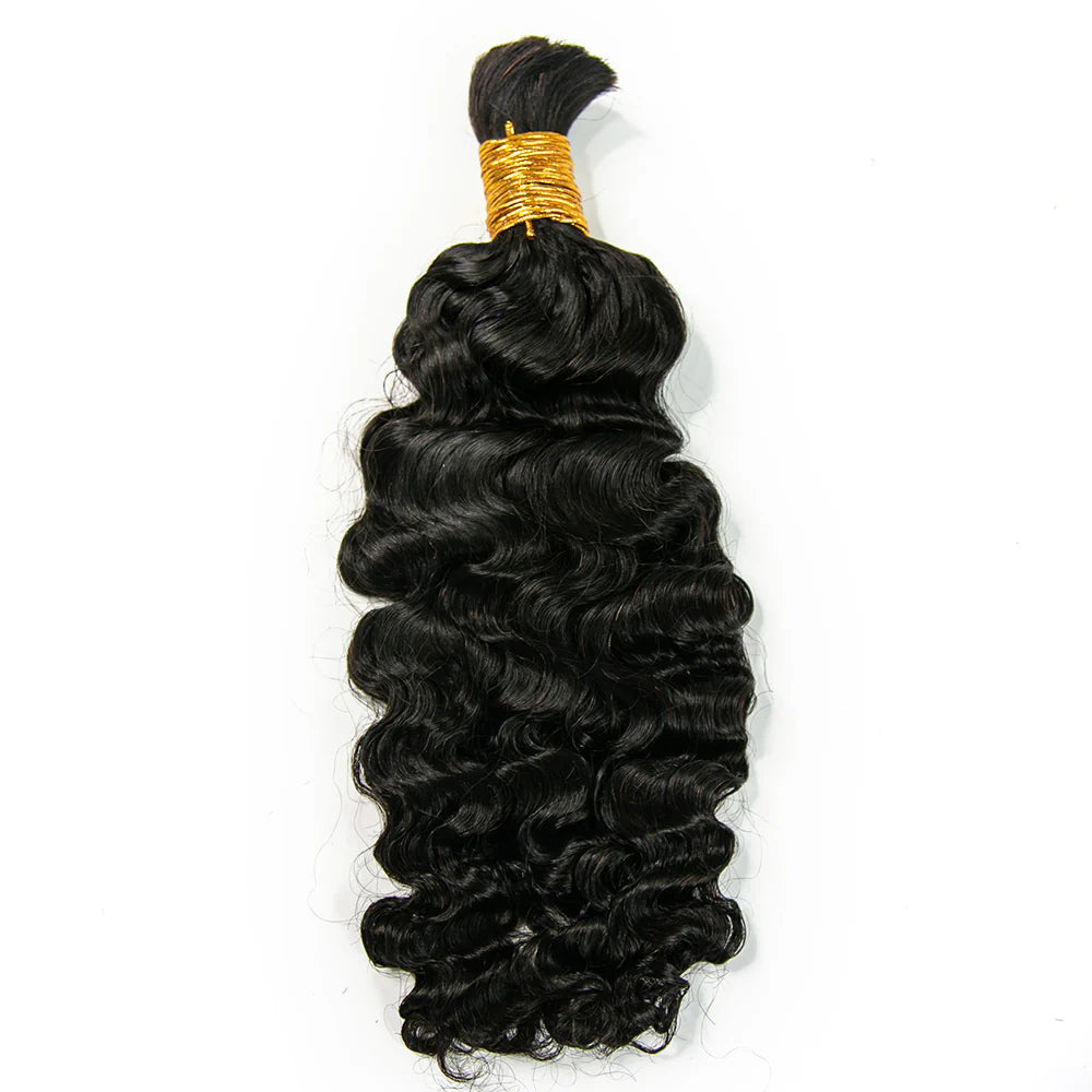 Wholesale Single Drawn Water Deep Wave Bulk Human Hair For Braiding