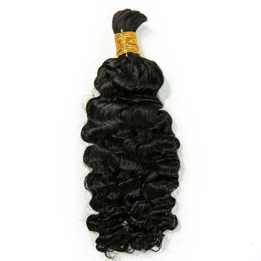 Wholesale Single Drawn Water Deep Wave Bulk Human Hair For Braiding
