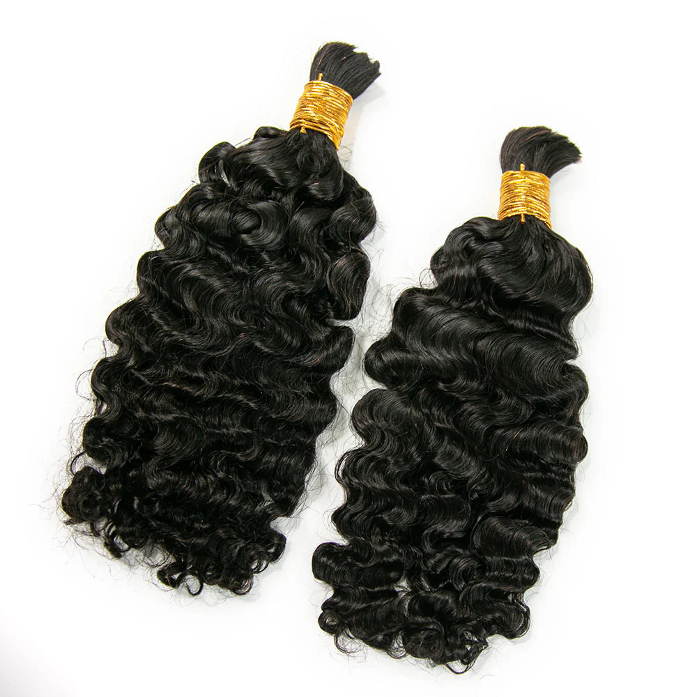 Wholesale Single Drawn Water Deep Wave Bulk Human Hair For Braiding