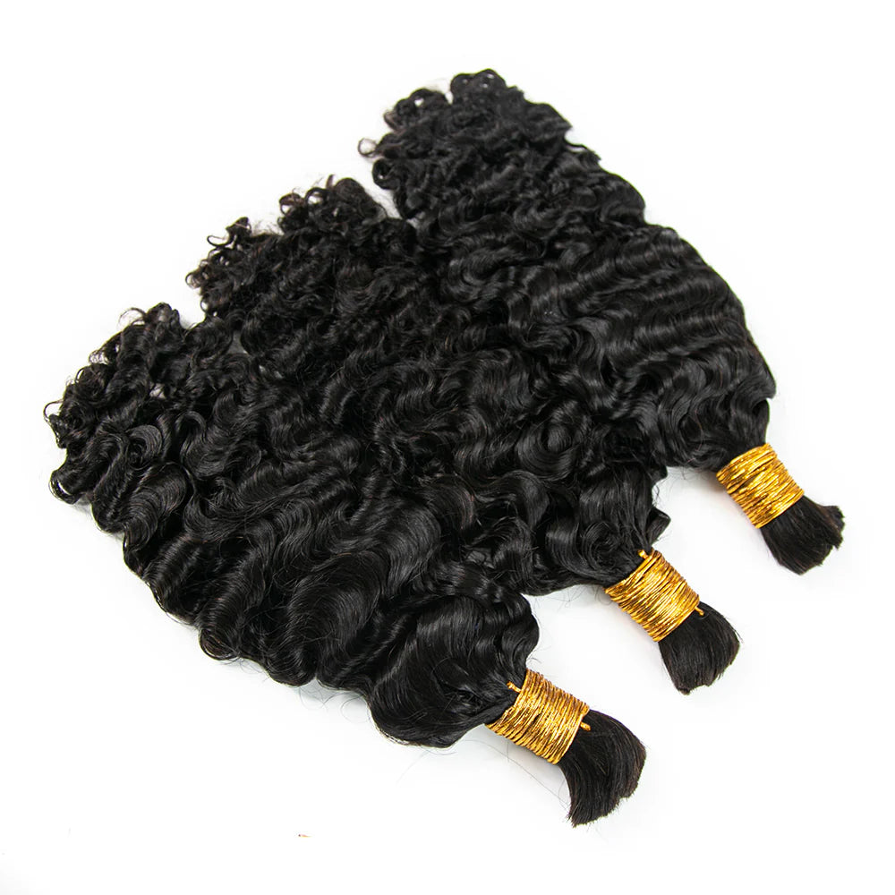 Wholesale Single Drawn Water Deep Wave Bulk Human Hair For Braiding