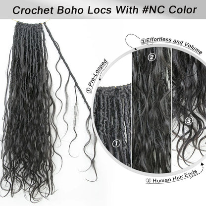 Wholesale Crochet Boho Locs Hair With Body Wave Human Hair French Curls 22-26"