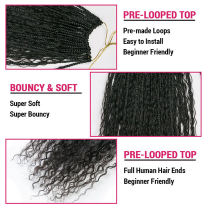 Wholesale Pre-Looped Crochet Boho Box Braids With Human Hair Curls