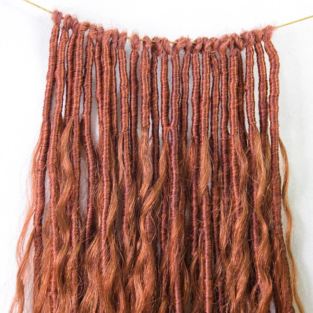 wholesale #350 Ginger Color Crochet Boho Locs 22-26 Deep Wave With Human Hair Curls